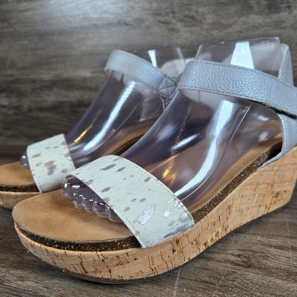 Stylish Blue Wedge Sandals - Picture 4 of 13